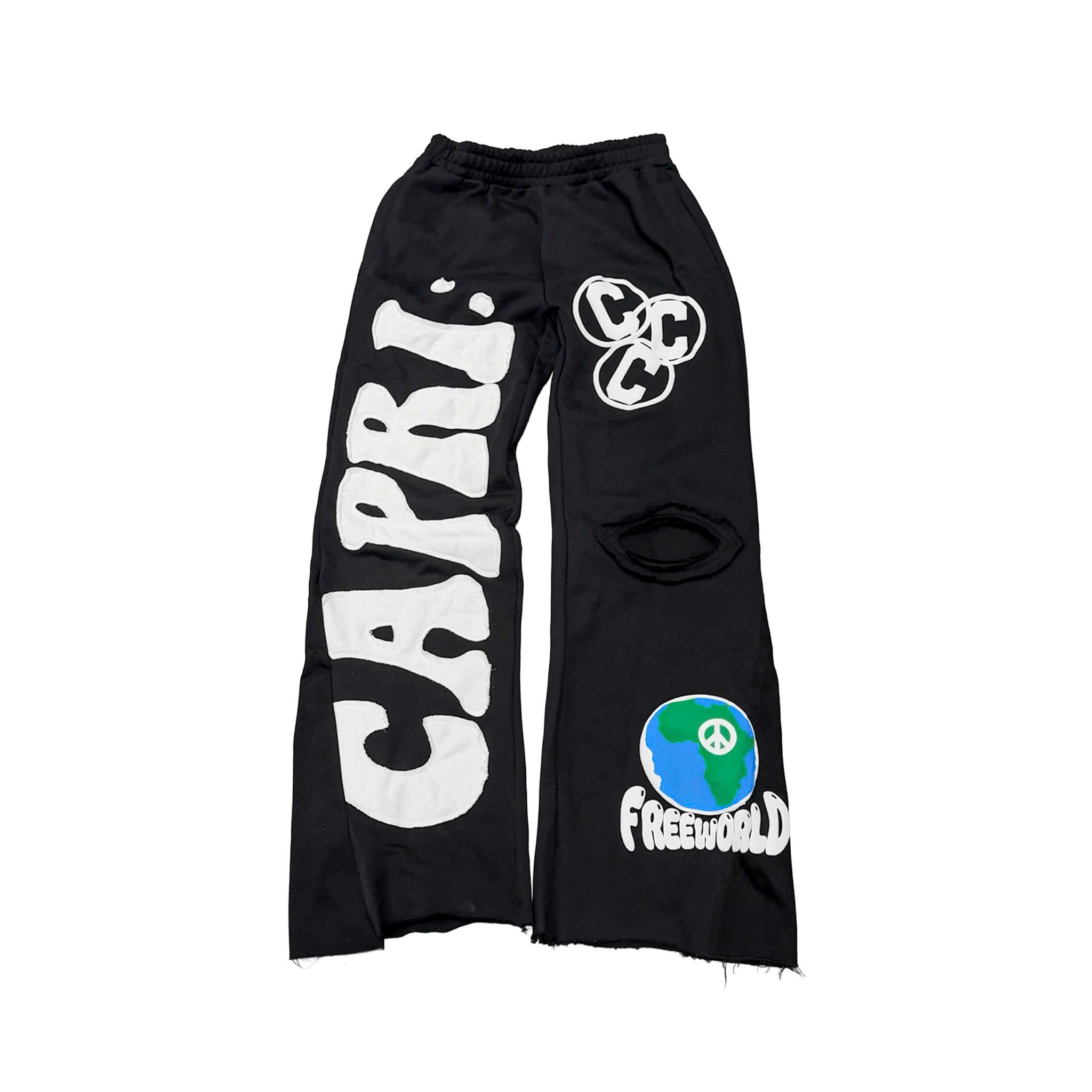 DENIM FLARED SWEATS.