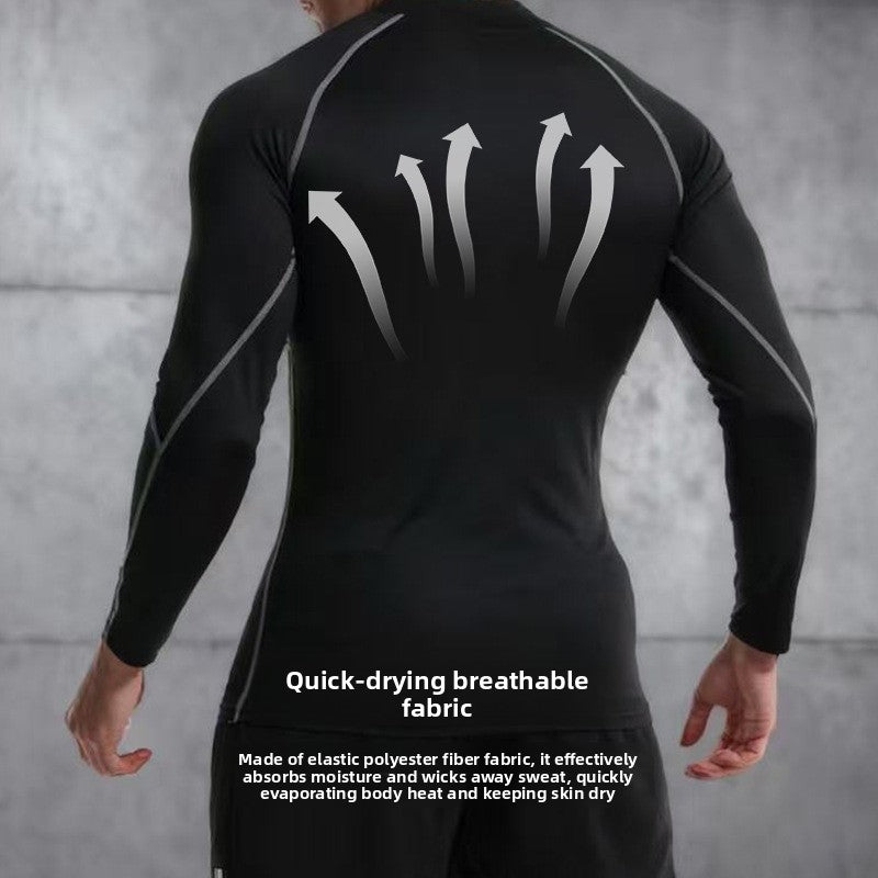 Men's High-Neck Long Sleeve Athletic Shirt