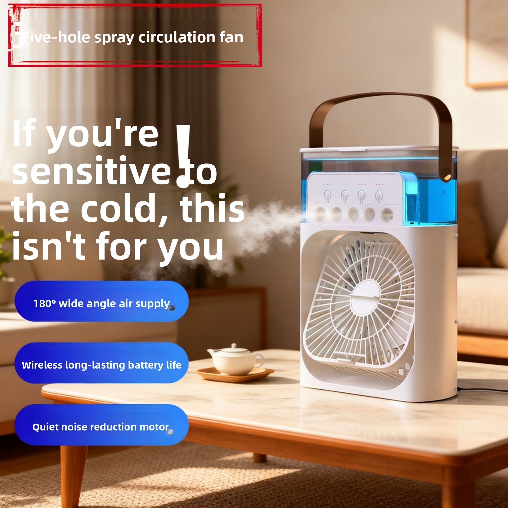 Five-hole humidification spray fan