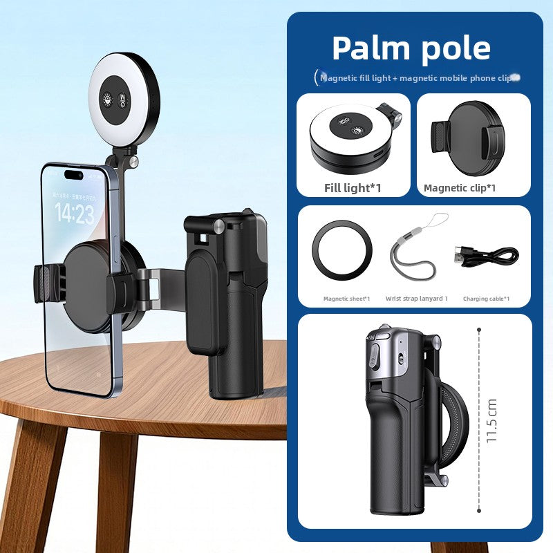 Mini Magnetic Phone Tripod with Zoom Control and Fill Light