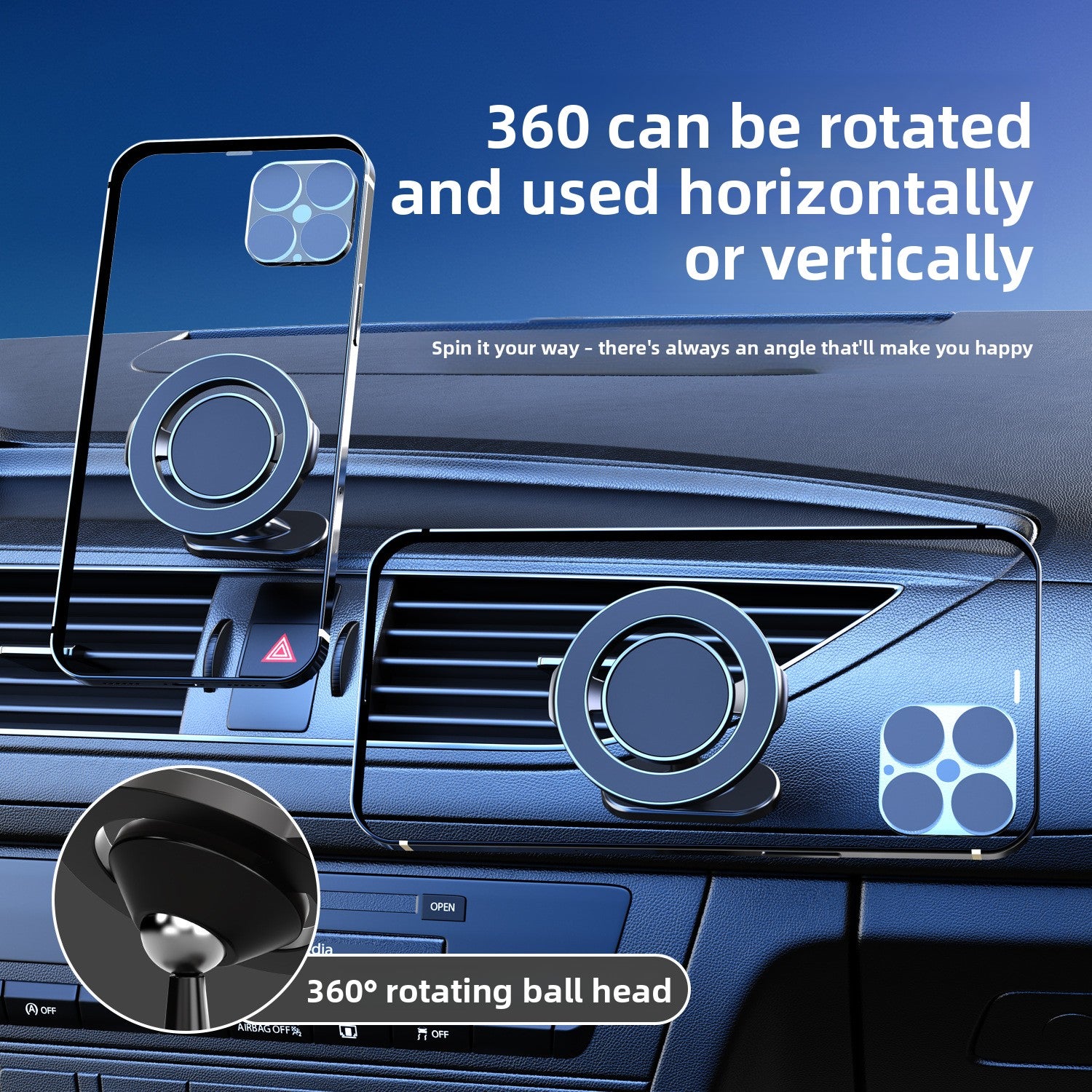 Magnetic Car Phone Holder with MagSafe Compatibility